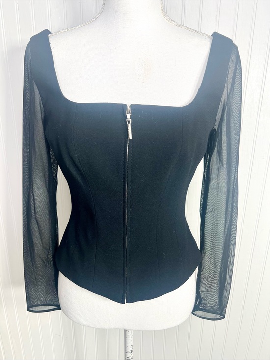 Escada Tops - Escada Sheer Sleeve Zip Up Top